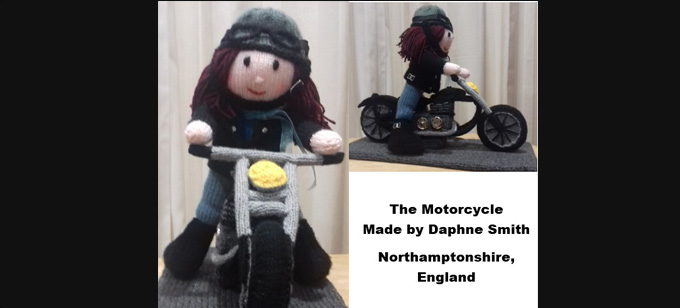 Motorcycle Knitter Daphne Smith Knitting Pattern by elaine ecdesigns