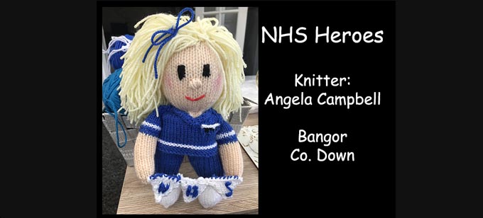 NHS Nurse knitter Angela Campbell  Knitting Pattern by Elaine ecdesigns