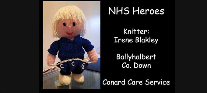 NHS Nurse Knitter Irene Blakley Knitting Pattern by elaine ecdesigns