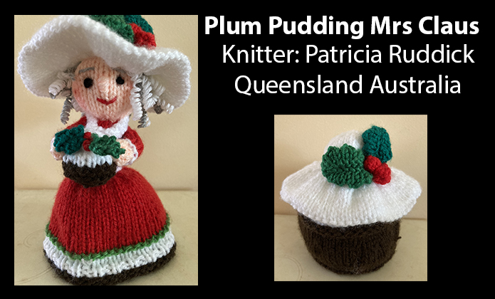 Plum Pudding Mrs Claus Knitter Patricia Ruddick Knitting Pattern by elaine ecdesigns