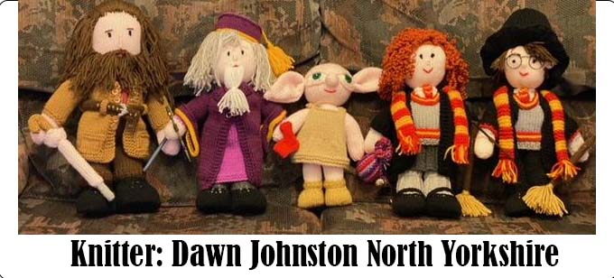 Harry & Friends, Knitter Dawn Johnston North Yorkshire and knitting pattern by Elaine https://ecdesigns.co.uk