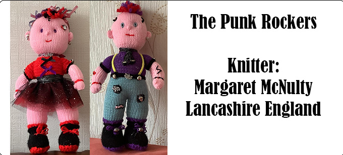 knitter Margaret McNulty The Punks  Knitting Pattern by Elaine https://ecdesigns.co.uk