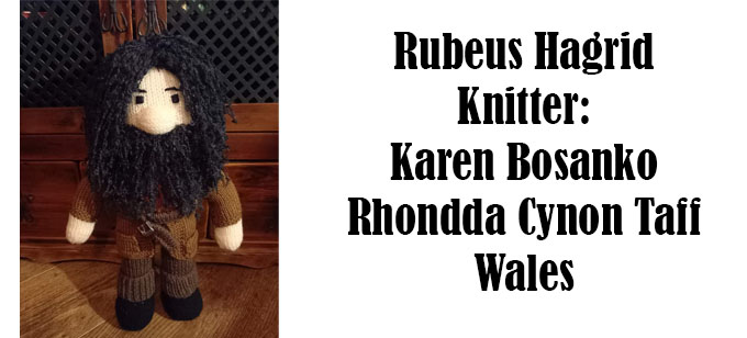 Rubeus Hagrid Knitter Karen Bosanko - Rubeus Hagrid Knitting Pattern by Elaine https://ecdesigns.co.uk